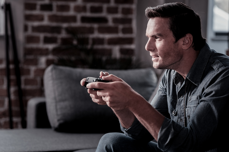 Side View On A Concentrated Man Focusin