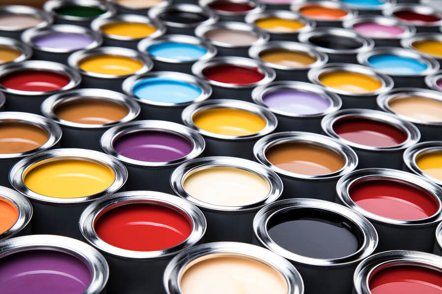 A big picture of open paintcans.